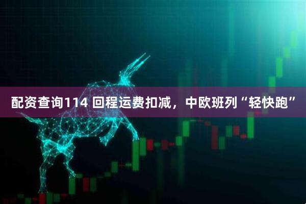 配资查询114 回程运费扣减，中欧班列“轻快跑”